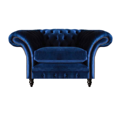 Blau Chesterfield Sessel Luxus Design Polster Stoff Neu Wohnzimmer Einrichtung