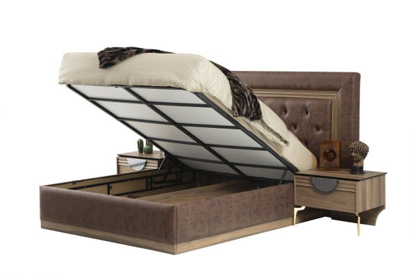 Bett 2x Nachttische 3tlg.Schlafzimmer Set Design Luxus Schlafzimmer Neu