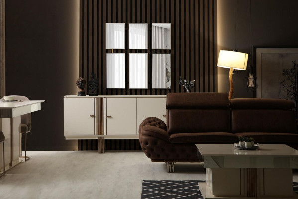 Anrichte Sideboard Luxus Designer Holz Regal Schrank Möbel Beige Kommode