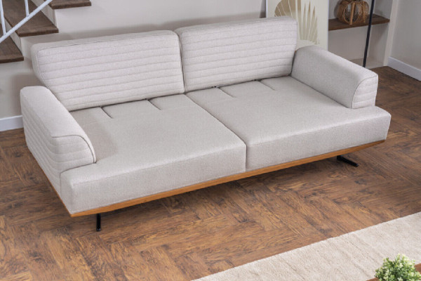Luxuriöses Grau-Braun Wohnzimmer Set zwei Dreisitzer-Sofas und zwei Sesseln