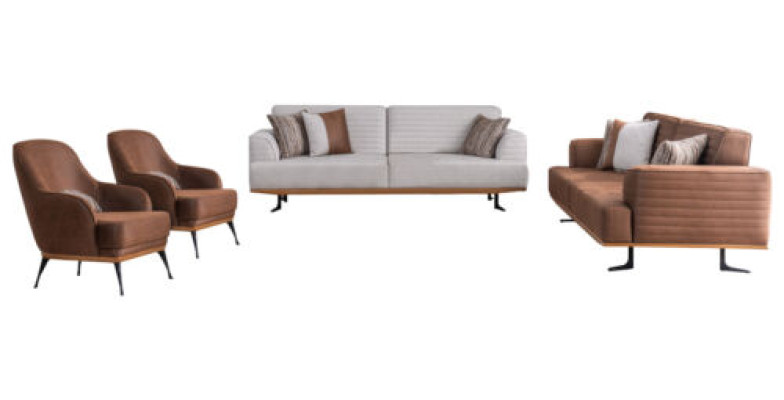 Sofagarnitur für Wohnzimmer 4 Teile in modernem Stil Neu in Textilmaterial