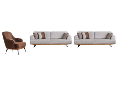 Luxus 3tlg Polstergarnitur Dreisitzer-Sofas & Sessel für Wohnzimmer