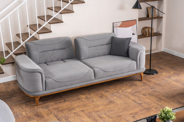Modernes graues 2-teiliges Wohnzimmerset Dreisitzer-Sofa und Sessel