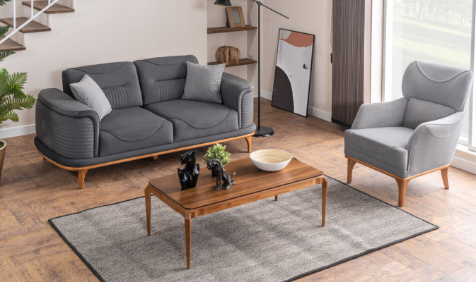 Bequemer Grauer Sessel aus Luxuriösem Textil für das Wohnzimmer Neu