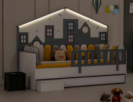 Kinderbett Kleiderschrank Jugendzimmer Kinderzimmer Möbel 2tlg Set Holz