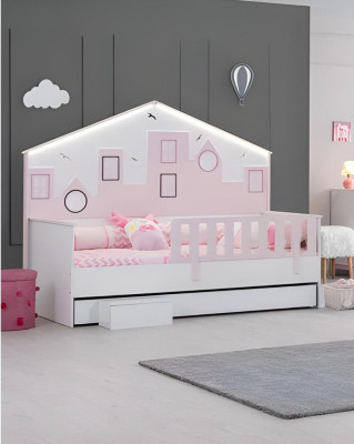 Kinderbett Rosa Kleiderschrank Jugendzimmer Kinderzimmer Möbel 2tlg Set Holz