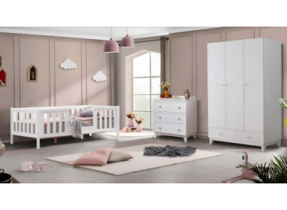 Kinderzimmer 3tlg Möbel Komplettzimmer Kinderbett Weiß Kleiderschrank Kommod