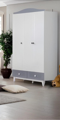 Modern Kinderzimmer 2tlg Möbel Komplettzimmer Mehrfarbig Kleiderschrank Kommod