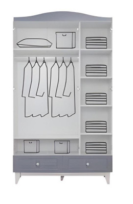 Modern Kinderzimmer 2tlg Möbel Komplettzimmer Mehrfarbig Kleiderschrank Kommod