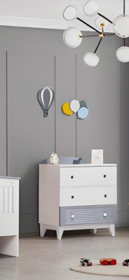 Modern Kinderzimmer 2tlg Möbel Komplettzimmer Mehrfarbig Kleiderschrank Kommod