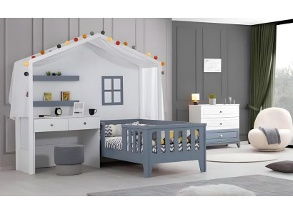 Mehrfarbig Kinderzimmer Modern Garnitur Kinderbett mit Schreibtisch neu