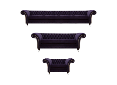 Luxus Sofa Garnitur Lila Design Chesterfield Polstermöbel Wohnzimmer