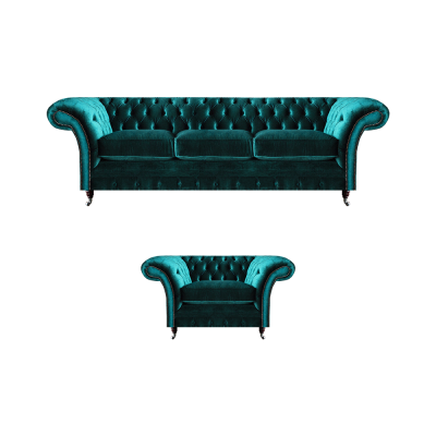 Sofagarnitur Wohnzimmer 2tlg Dreisitzer Couch Sofa Chesterfield Sessel