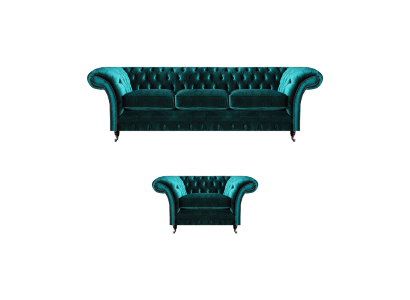 Sofagarnitur Wohnzimmer 2tlg Dreisitzer Couch Sofa Chesterfield Sessel