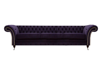 Design Chesterfield Wohnzimmer Dreisitzer Sofa Couch Lila Polstermöbel