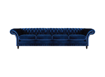 Luxus Design Chesterfield Viersitzer Sofa Blau Couch Einrichtung Wohnzimmer