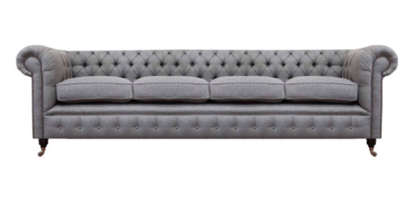 Chesterfield Viersitzer Grau Sofa Couch Wohnzimmer Einrichtung Neu Textil