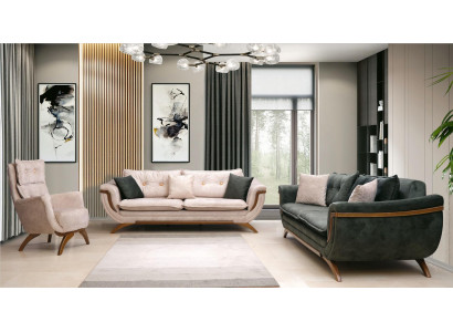 Dreisitzer Wohnzimmer Set 3+3+1 Couchgarnitur Sitzpolster Stoffsofa Couch Sofa