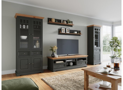 Wohnwände Set Vitrine TV Kommode Wandregale Kommoden Schrank Holz Möbel 5 tlg.