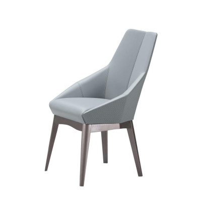Luxus Lehnstuhl Stühle Design Esszimmer Edelstahl Grau Lederstuhl Edler Möbel