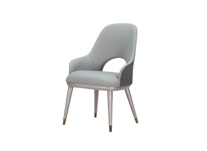 Lehnstuhl Stühle Design Möbel Luxus Esszimmer Edelstahl Grau Lederstuhl Edler