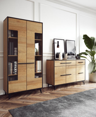 Vitrinen Kommodenschrank Glas Designer Schrank Holz Neu Kommode Vitrine Kommoden