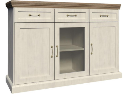 Kommode mit Schubladen Flügeltüren Kommodem Sideboard Glas Schrank Metallgriffe