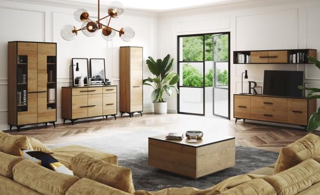 Kommode Schrank TV Ständer Regal Wohnzimmer 6tlg. Möbel Wohnwand Wohnwände Set