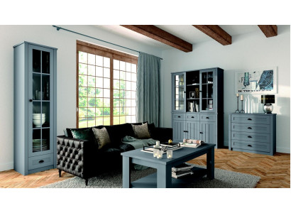 Wohnzimmer Set Vitrine Kommode Wohnwände Kommoden sideboard Schrank Tisch 4tlg