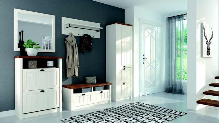 Schuhschrank 2 Fächer Weiß - Schuhregal Schuhständer Schuhe Flur Regale Landhaus