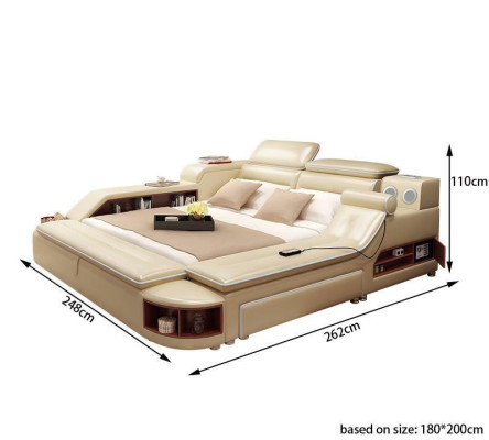 Leder Bett Betten Polster Doppel Multifunktion 180x200 Leder Bettgestell