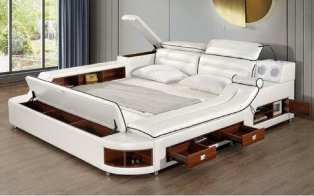 Luxus Bett Bett Leder Betten 180x200 Multifunktion Schlafzimmer Liege