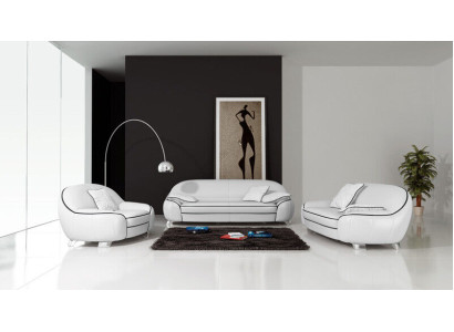 Ledersofa Couch Sofagarnitur 3+2 Sitzer Garnituren Design Modern Sofa
