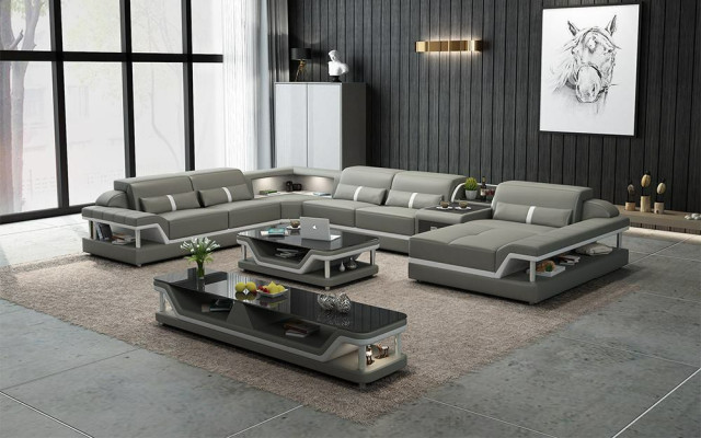Designer Wohnlandschaft U-Form Couch Ecksofa Polster Garnitur Eckgarnitur