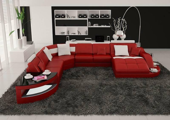 Designer Wohnlandschaft Garnitur Eckgarnitur U-Form Couch Ecksofa Polster