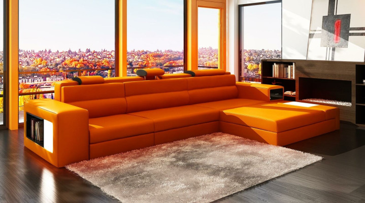 Ecksofa Ledersofa Wohnlandschaft L Form Sofa Deko Couch Polster Sitz Ecke