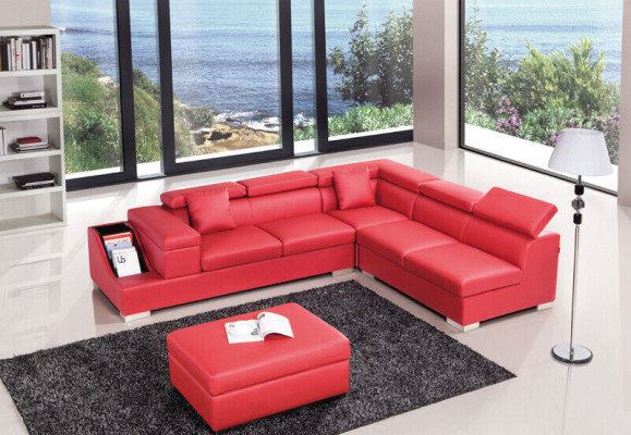 Ecksofa L Form Sofa Couch Polster Sofas Wohnlandschaft Ledersofa Hocker