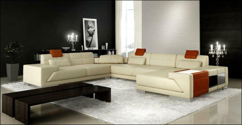 XXL BIG Wohnlandschaft U Form Ecksofa Sofa Couch Polster Garnitur