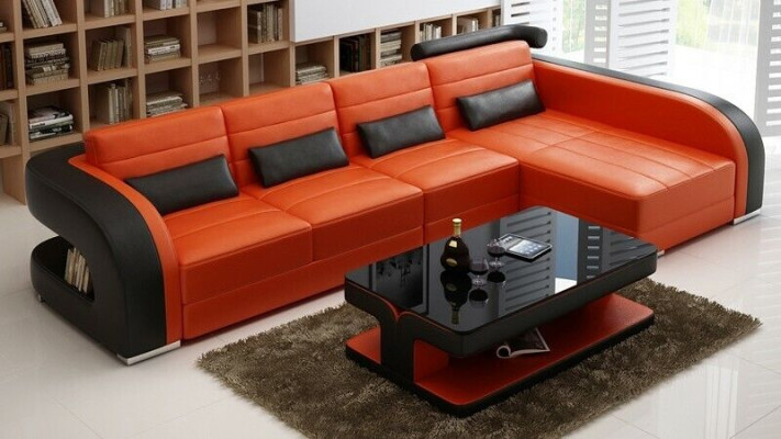 Moderne Sofa Eckgarnitur L Form Polster Sitz Ecke Couch + Sessel Sofas