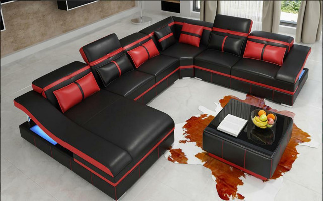 Luxus Ecke Ecksofa U-Form Wohnlandschaft Sofa Couch Polster Garnitur Modern Sofas Neu