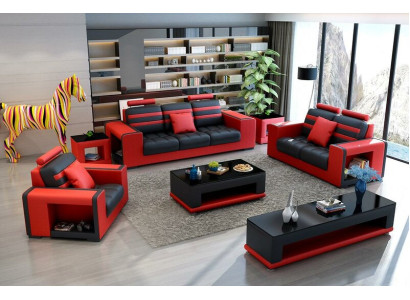 Luxus Sofagarnitur 3+2+1 Sitzer Wohnlandschaft Sofa Couch Polster Garnitur Sofas Leder