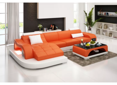 Ecksofa Wohnlandschaft Ledersofa Designer Sofa Sofa Couch Polster Ecksofa Orange