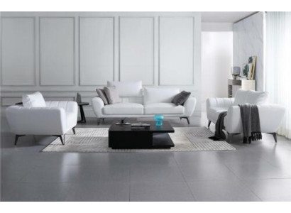 Ledergarnitur Komplett Set - Edle Designer Couchen Wohnzimmer Sitzmöbel