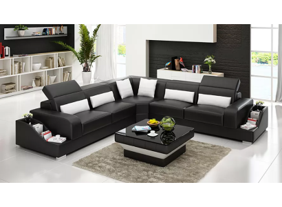Ledersofa Eckcouch Polstergarnitur Sofa Couch Wohnlandschaft Polster Eckgarnitur