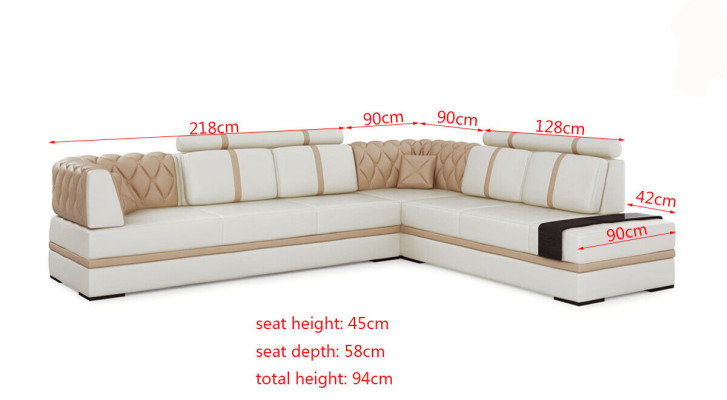 Ecksofa Sofa Couch Polster Wohnlandschaft Leder Deko Eck Sofas Garnitur