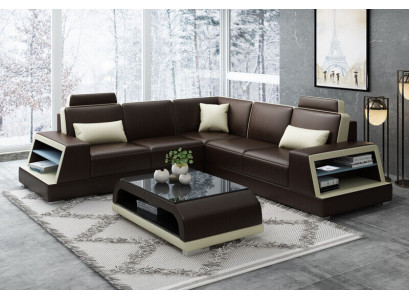 Ecksofa Ledersofa Polster Wohnlandschaft Sofa Couch Eckgarnitur L Form