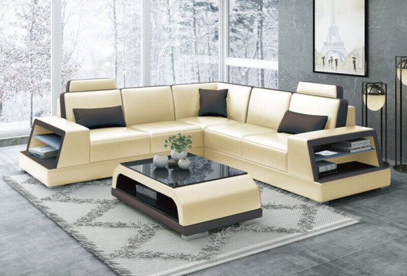 Ecksofa Ledersofa Polster Wohnlandschaft Sofa Couch Eckgarnitur L Form