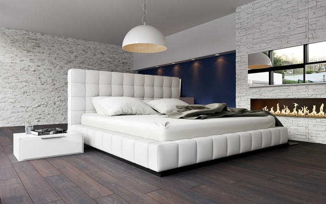 Designer Polsterbett Bett Weiß Betten Lederbett Doppelbett Ehebett Designerbett