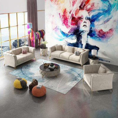 Designer Chesterfield Sofagarnitur Sofa Couch Polster Set Samt 321 Sitz Couchen