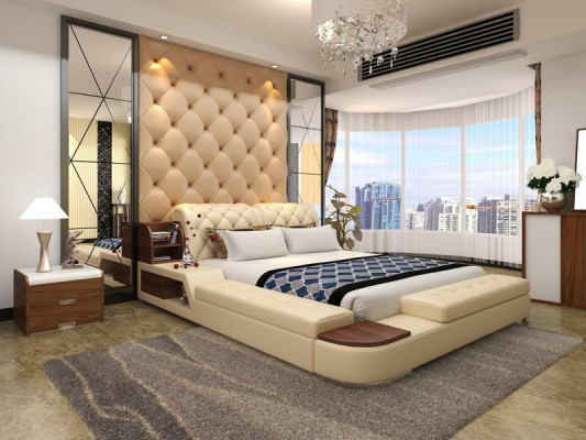 Multifunktion Bett Design Polster Doppelbett Betten Chesterfield Luxus